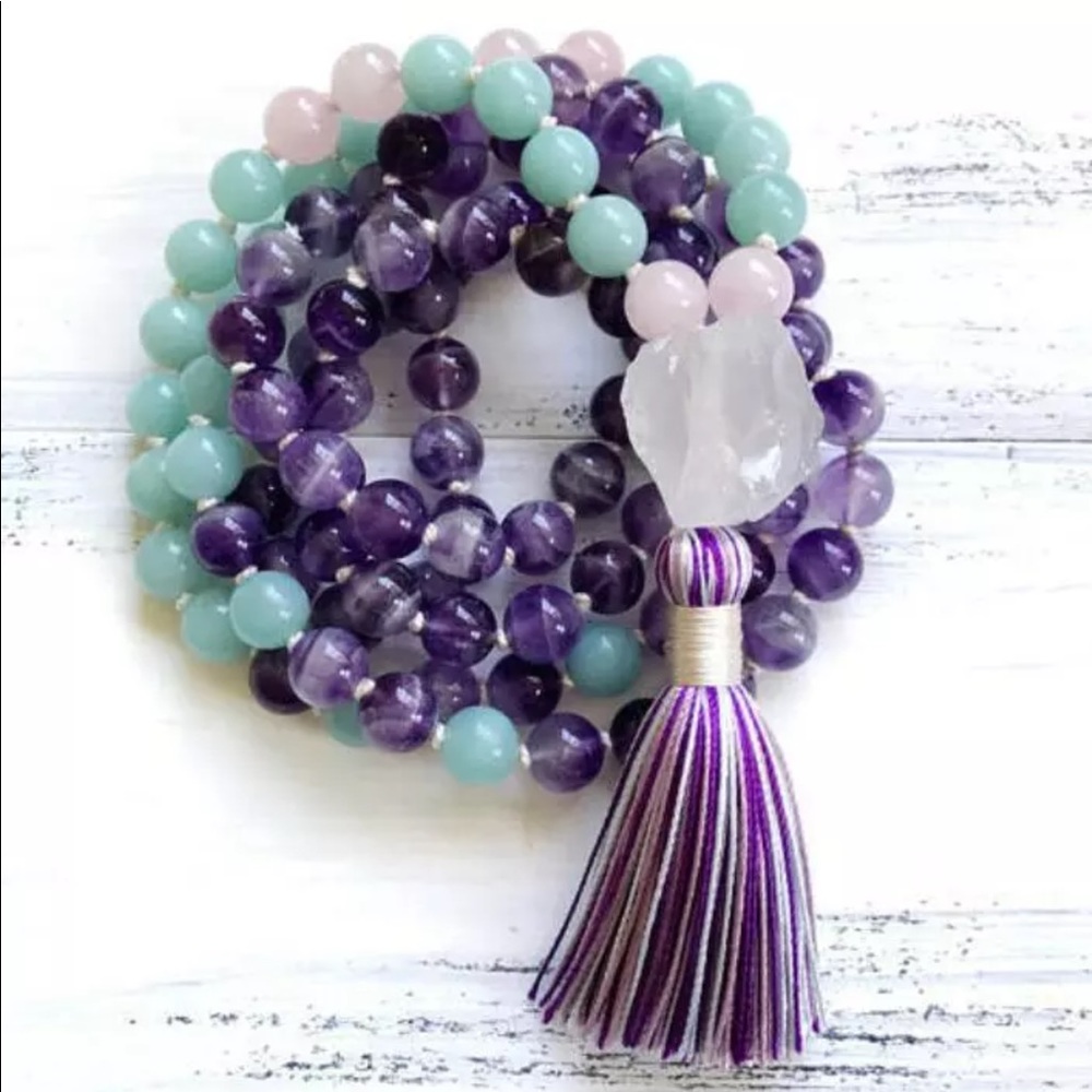 Amethyst, Aquamarine, Rose Quartz Reiki Necklace - Picture 4 of 6